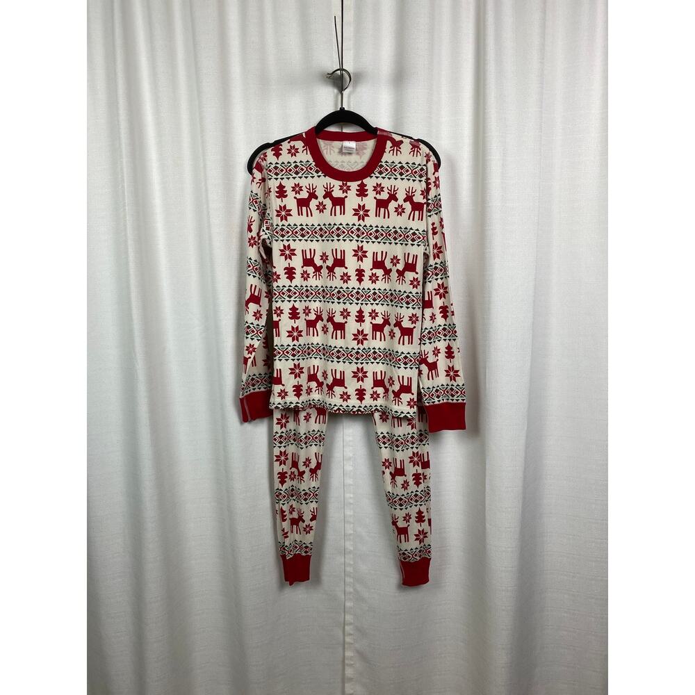 Hanna Andersson Cream&Red Deer Print Holiday Pajama Set Sz.S - Picture 2 of 11